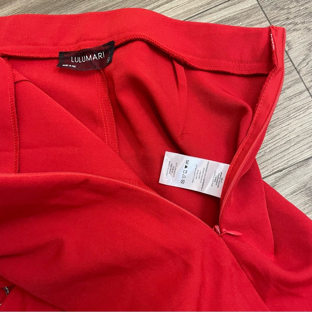 Lulumari Red Rhinestone Bow Wrap Front Mini Skort - Picture 5 of 10